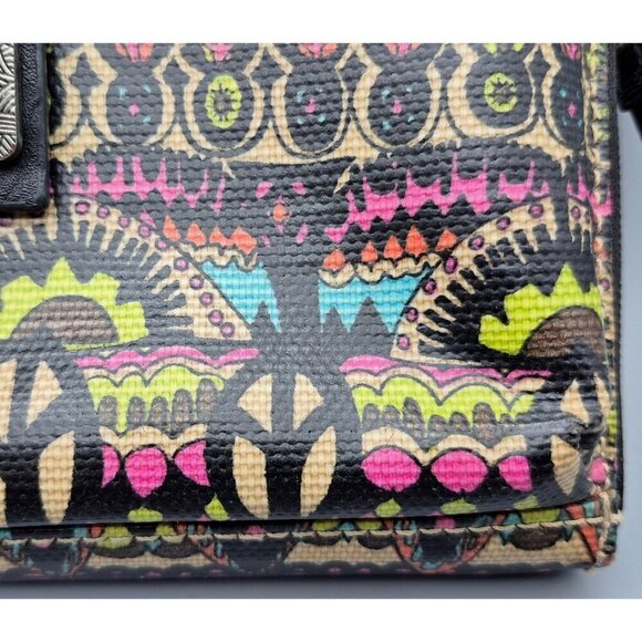 Sakroots Crossbody Zip Wallet Purse Coated Canvas Peace Sign Colorful Design - Picture 7 of 12